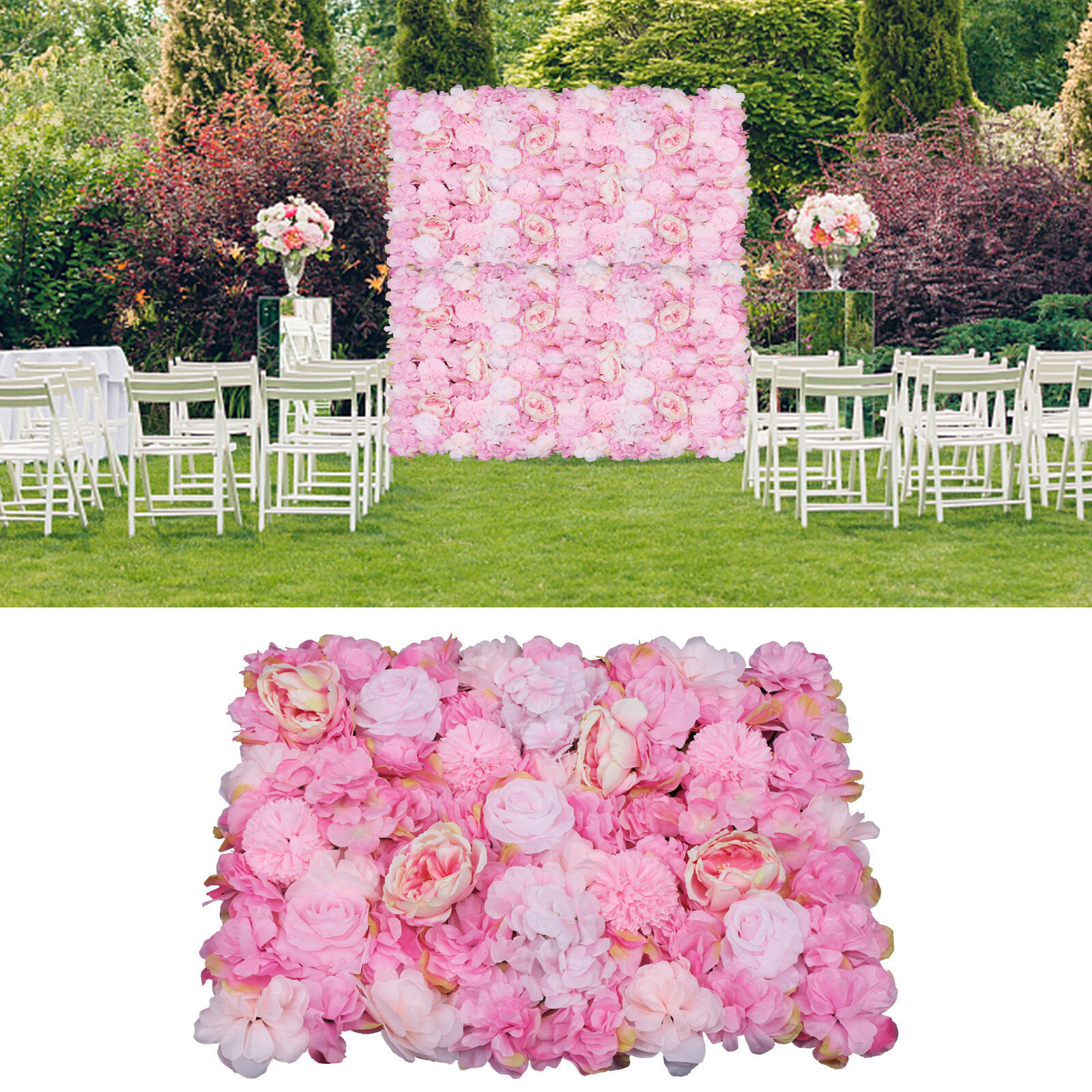 6X Artificial Silk Flower Wall Panel Wedding Party Floral Decor Venue Background