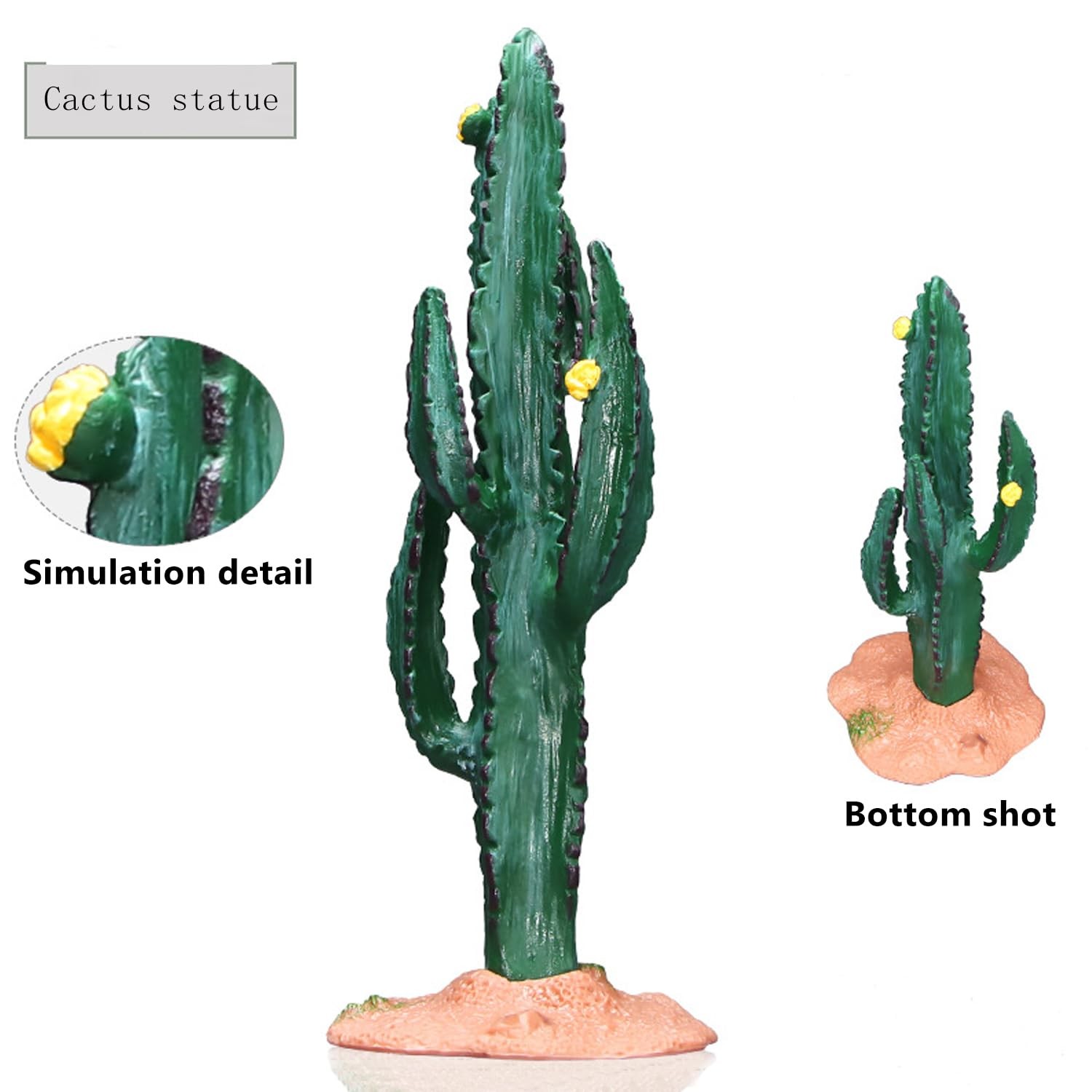 3pcs Green Simulated Cactus Artificial Sand Decorative Fake Plant Table