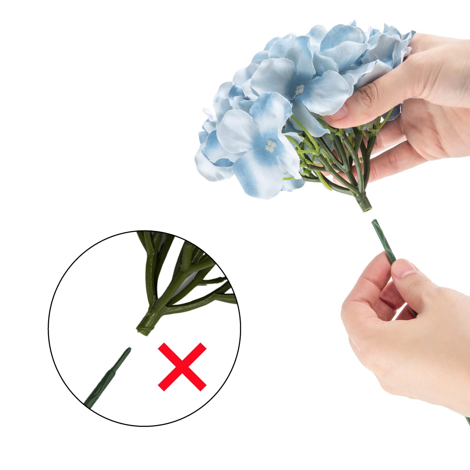 Silk Hydrangea Fake Flower 10pcs DIY Floral Artificial Flower with Stems for …