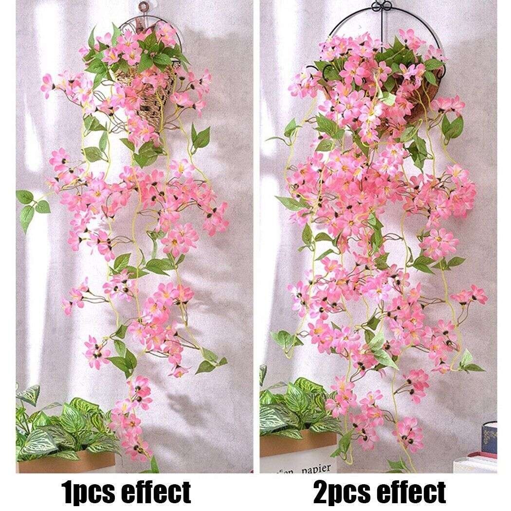 1-3pack Artificial Simulation Spring Flower Wall Hanging Fake Home Decor Vine US
