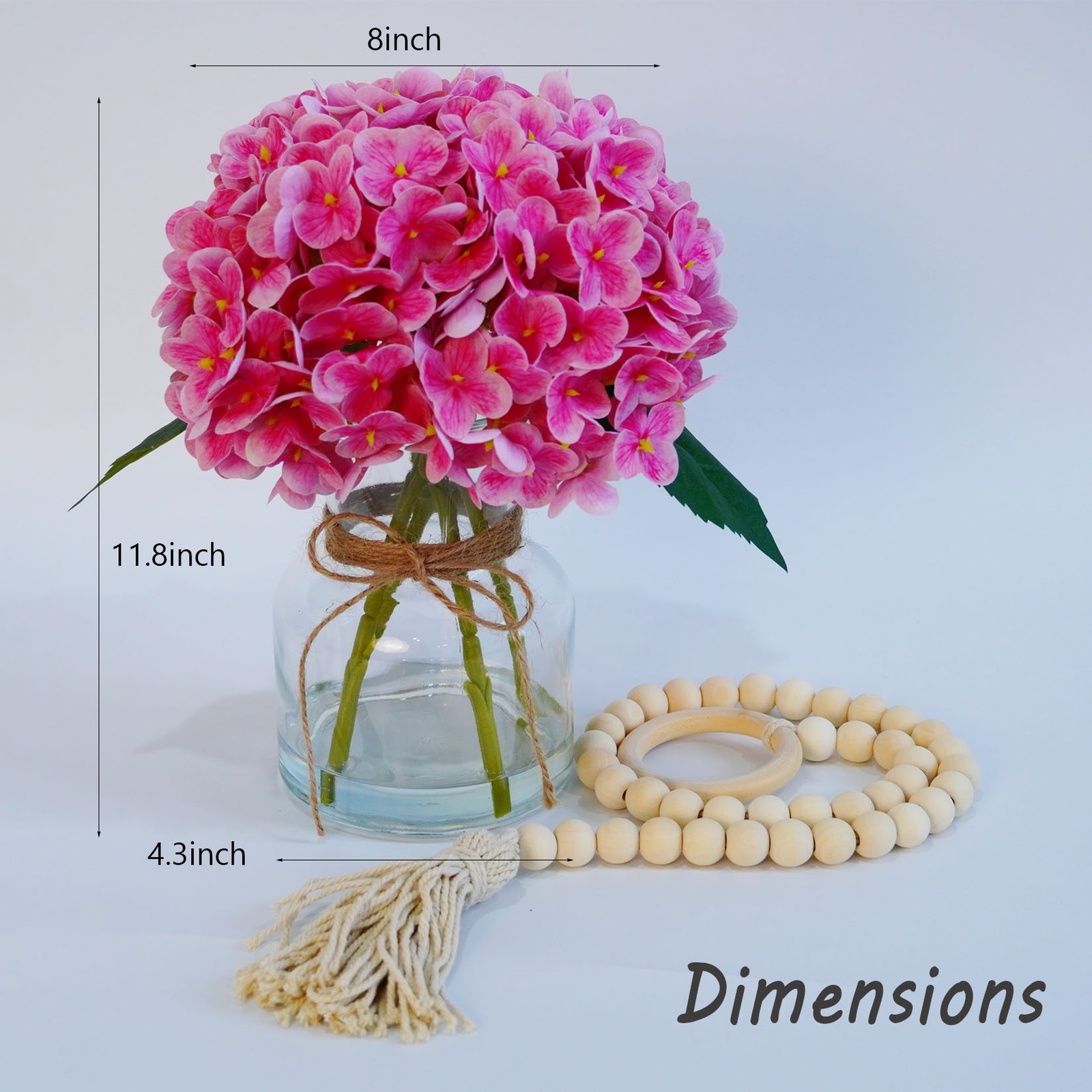 Hydrangea Artificial Flowers in Vase with Faux Water, Real Touch Fake Flowers