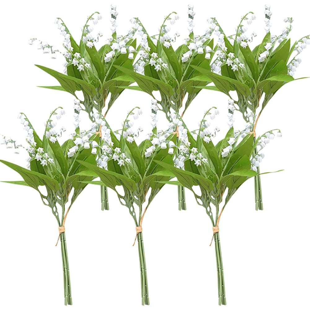 12 Pcs 37cm Lily of The Valley Plastic Flowers Bridal Wedding Faux Flower Arr…
