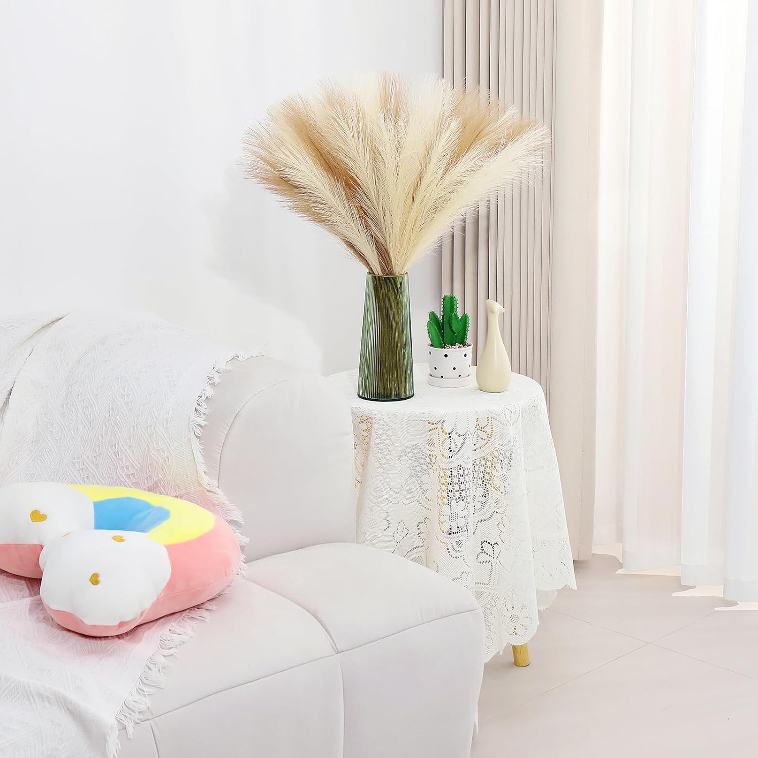 Pampas Grass Decor 30 Pcs 21.7 Inch Faux Brown Pampas Grass Bulk Artificial Drie
