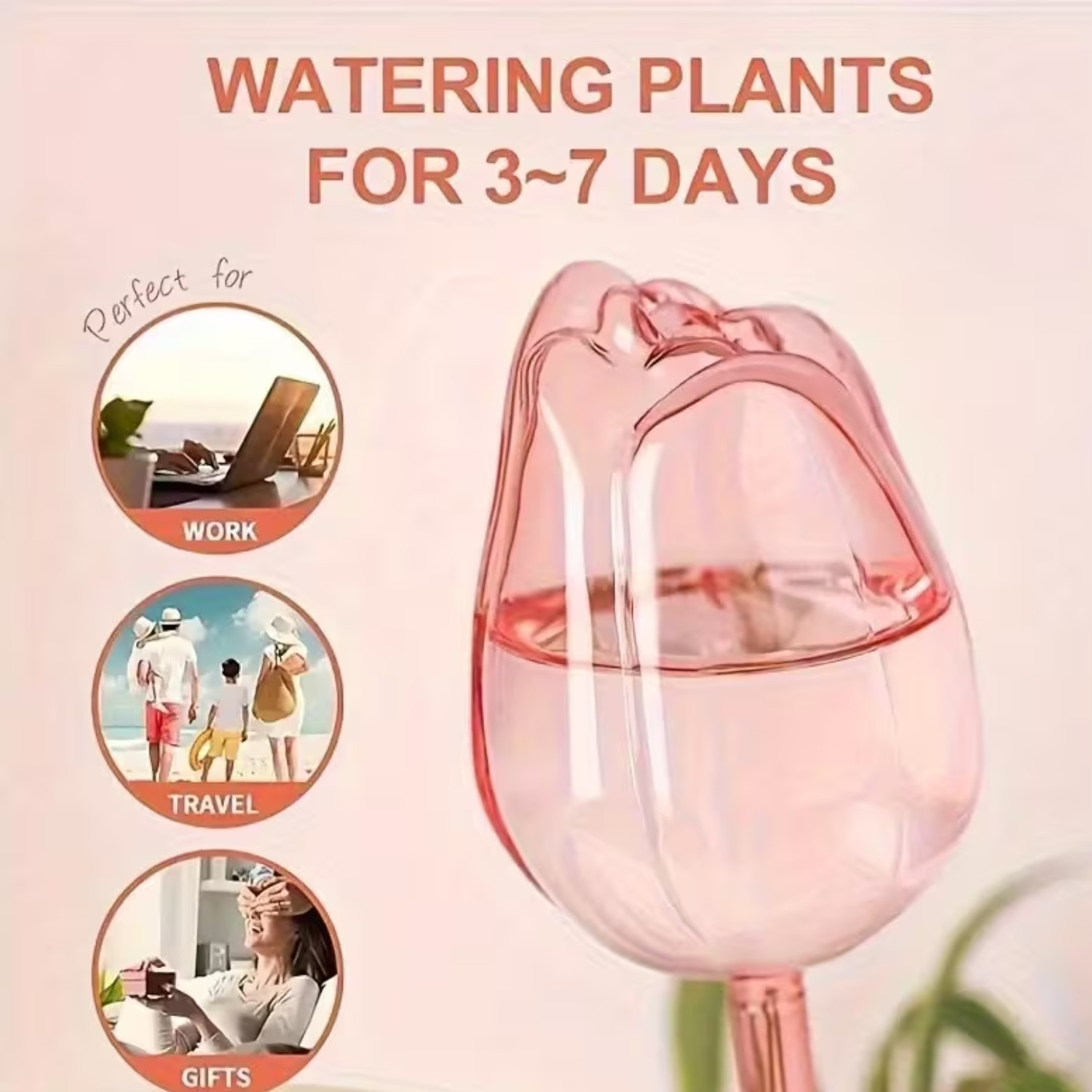 4pcs Pink Tulip Plant Watering Balls, new design slow release watering tool
