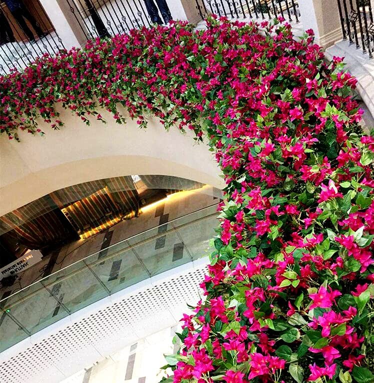 Pack of 16 Artificial Bougainvillea Silk Vines Hanging Flower Stems for Weddi…