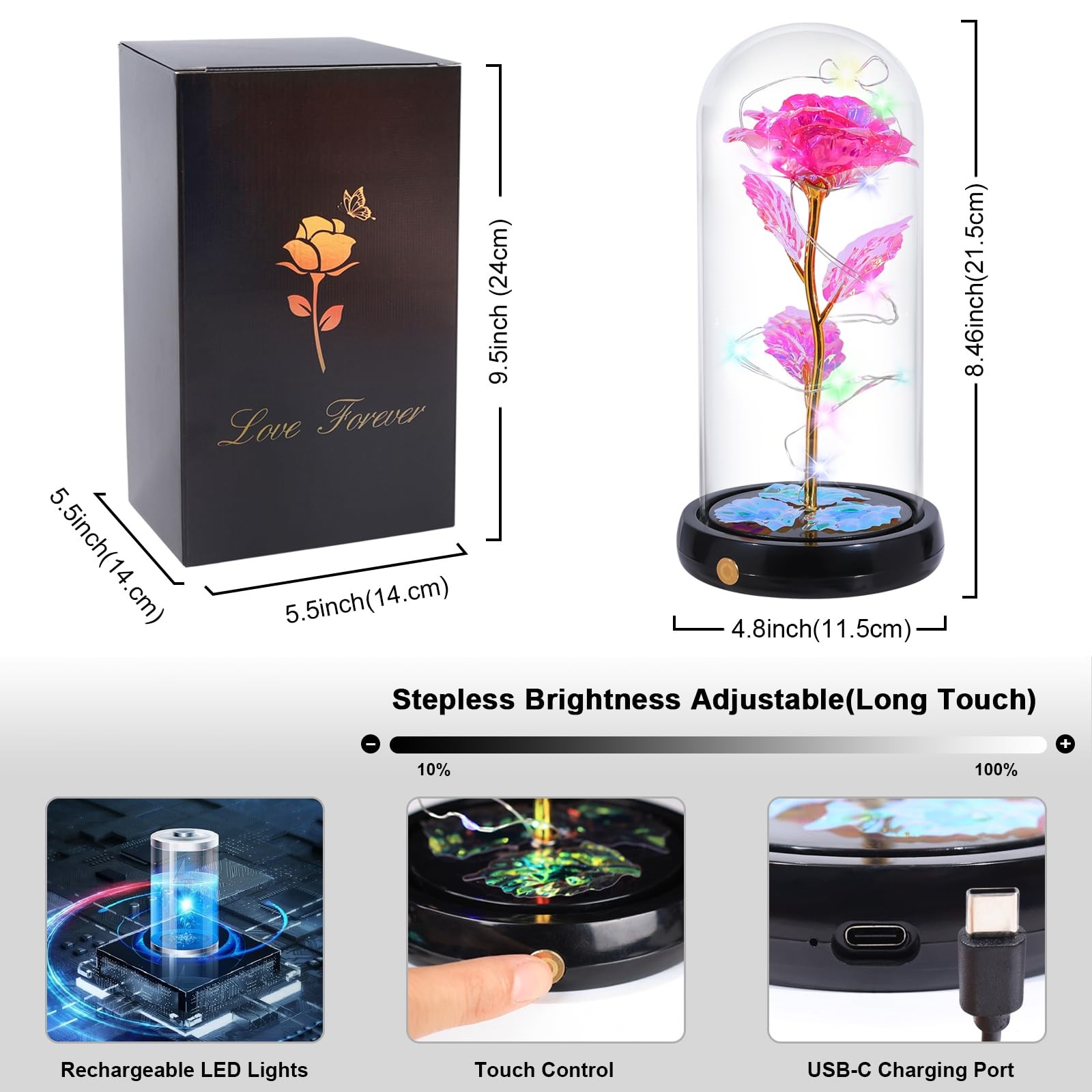 Mothers Day Flowers Gifts for Mom Women Birthday Gift, Rechargeable Galaxy Gl…