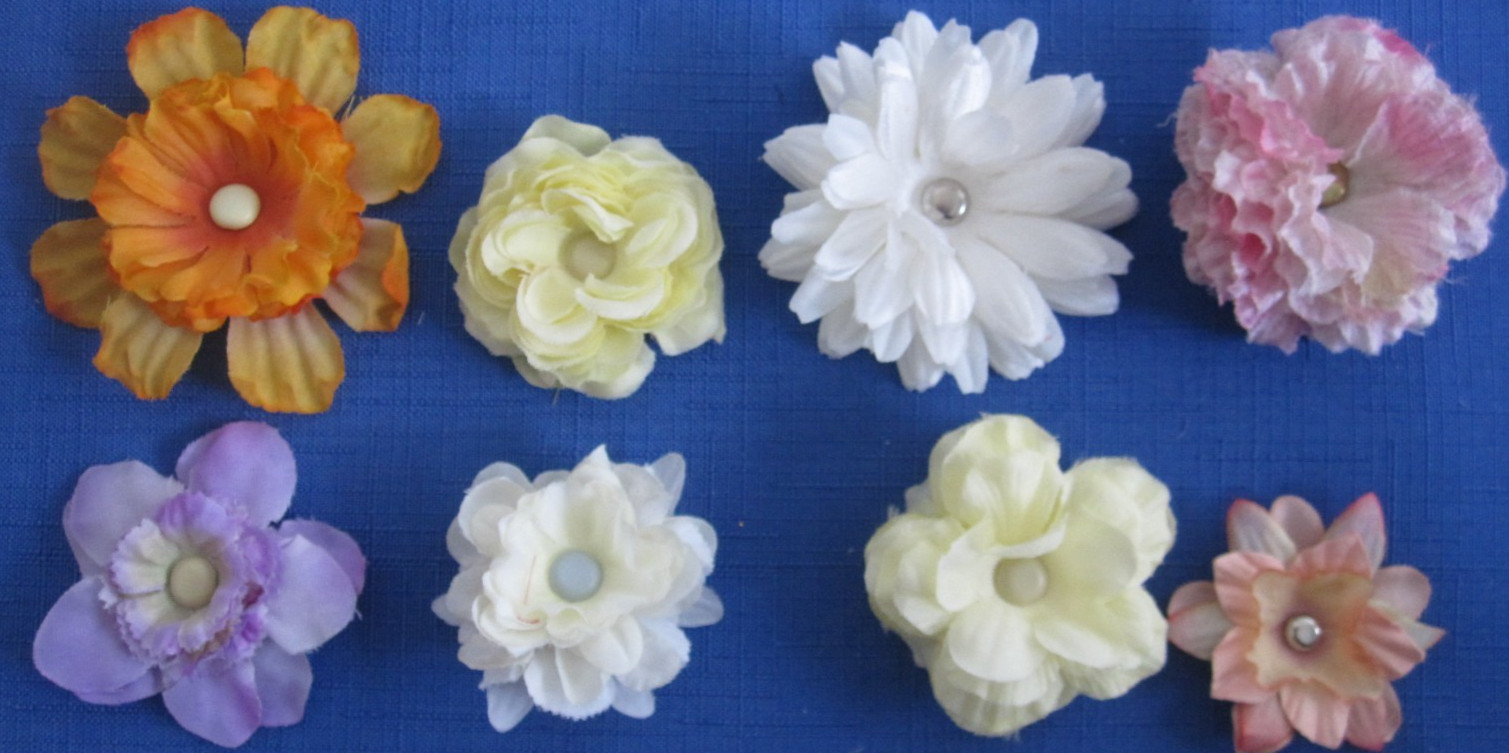 #5 Lot-50 Small/Medium Layers Used Silk Flower Petals 1-3″ Brads Multiple Colors
