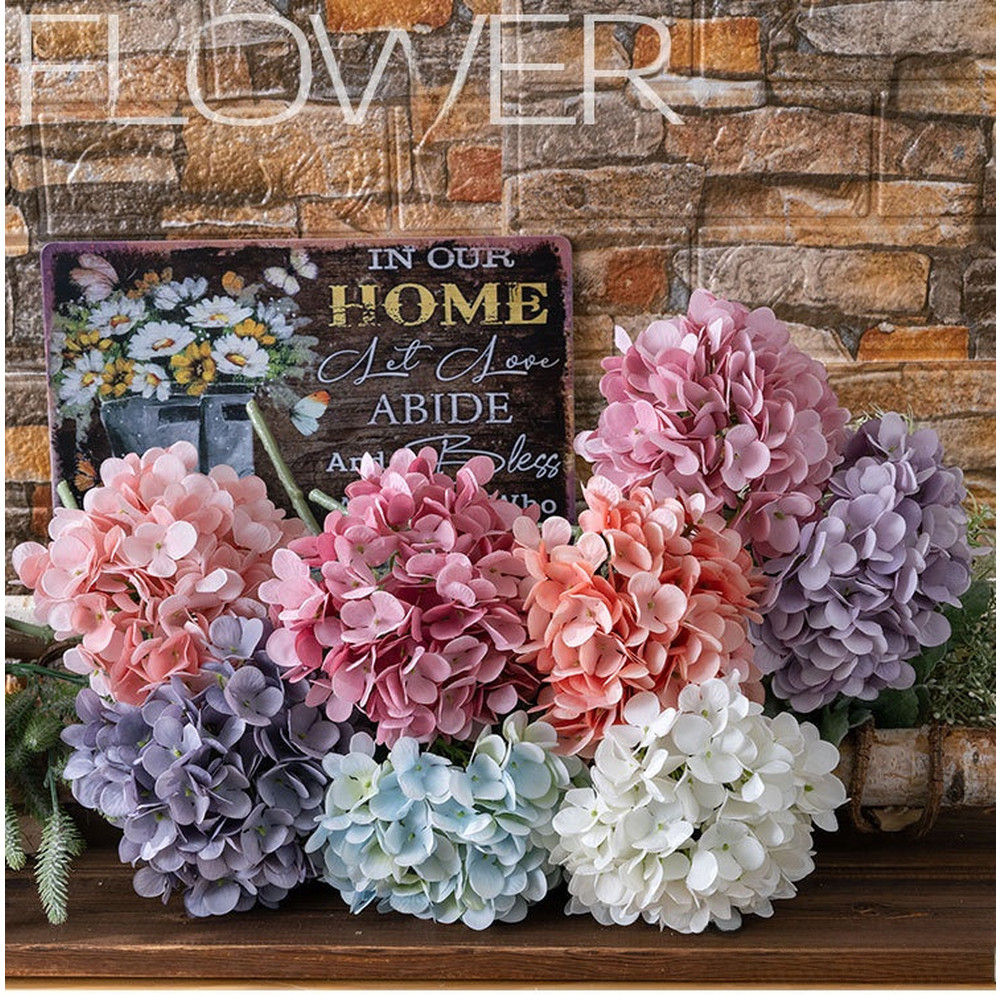 Realistic Hydrangea Artificial Flowers Cloth for material for Wedding