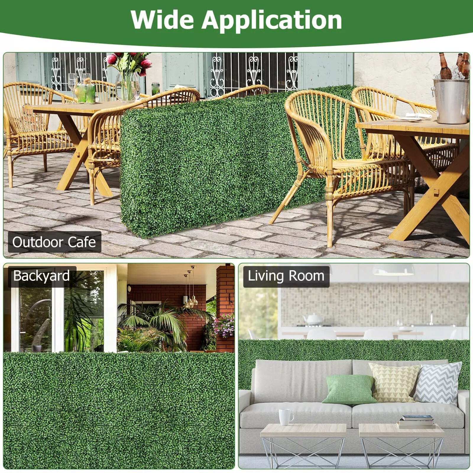 Artificial Plant Wall w/ Realistic PE Leaves Aluminum Tubes Zip Ties Decoration