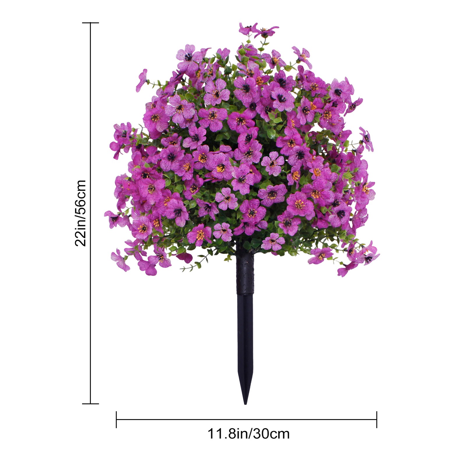 2PC Artificial Violet Flowers w/Ground Spike Fake Plants Garden Patio Yard Decor