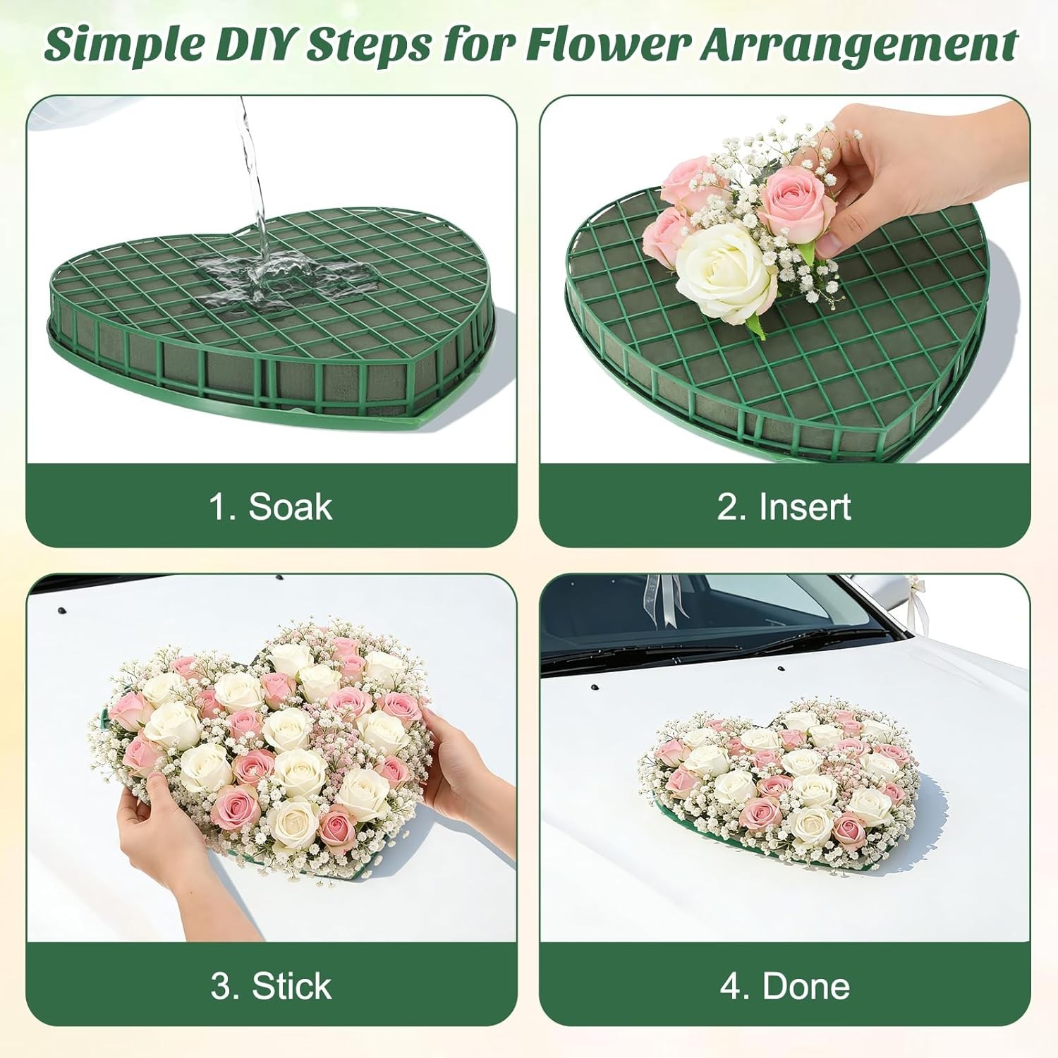 Floral Foam Hearts Heart Shaped Floral Foam Cage W/ 5 Suction Cups Base