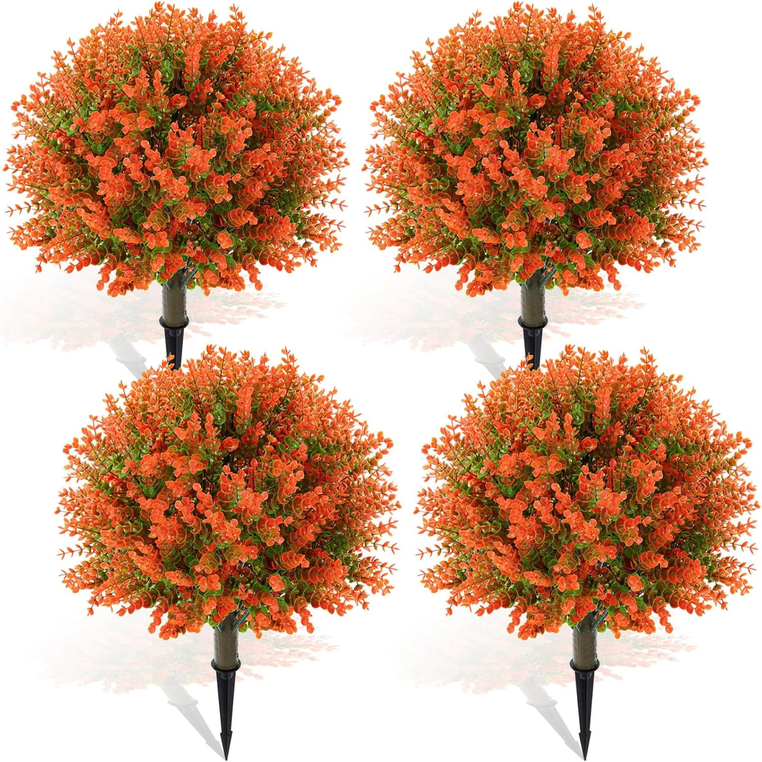 4 Pcs 18 Fall Artificial Boxwood Ball Topiary Tree UV Resistant Faux Bush for Ya
