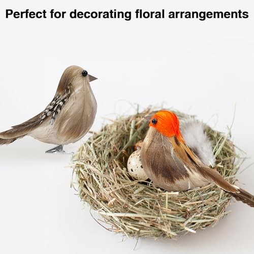 6PCS Clip-On Artificial Birds – Realistic Sparrow Ornaments for Garden & Home De