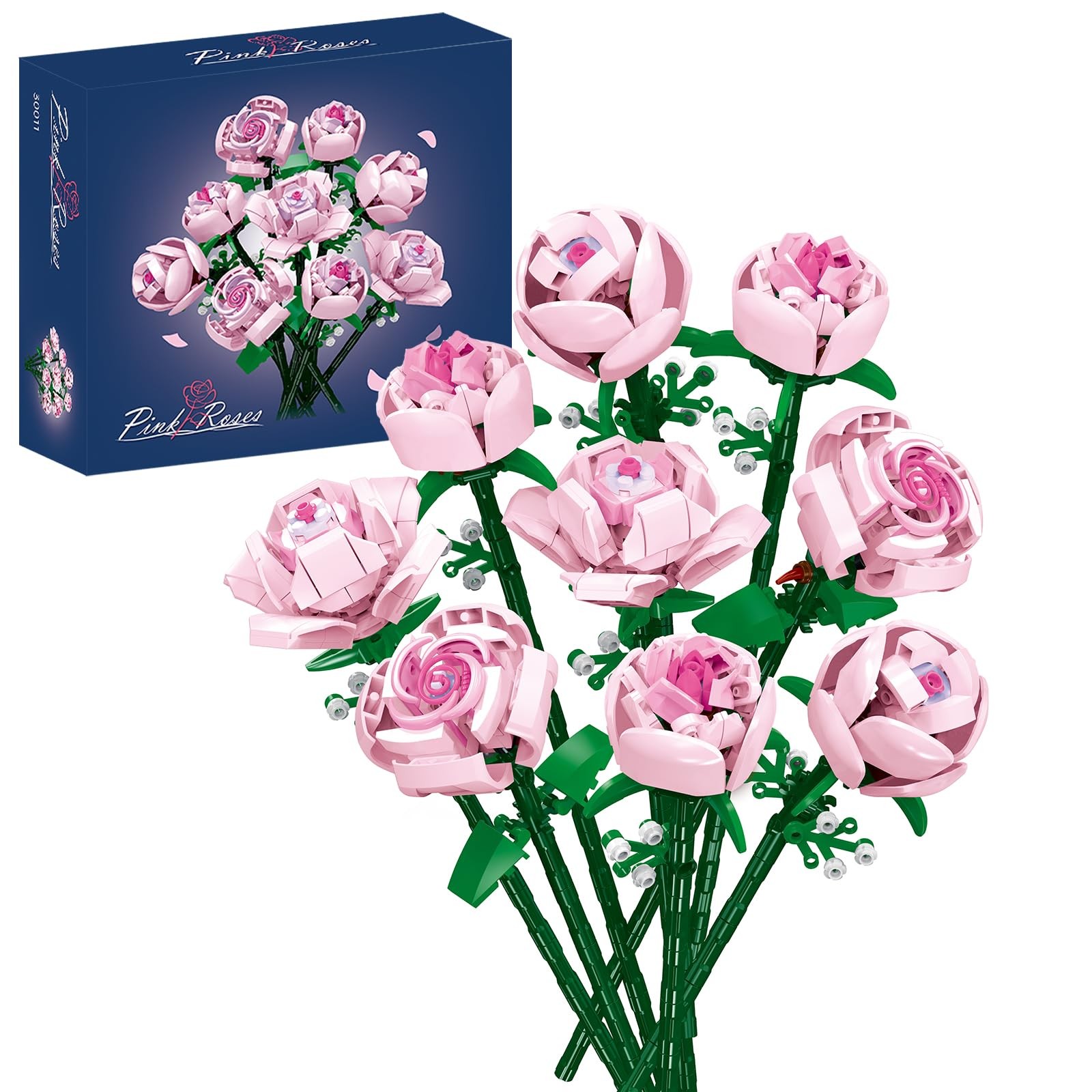 CHUANGPIN Flowers Building Set for Adults,Roses Gift for Her or Him for