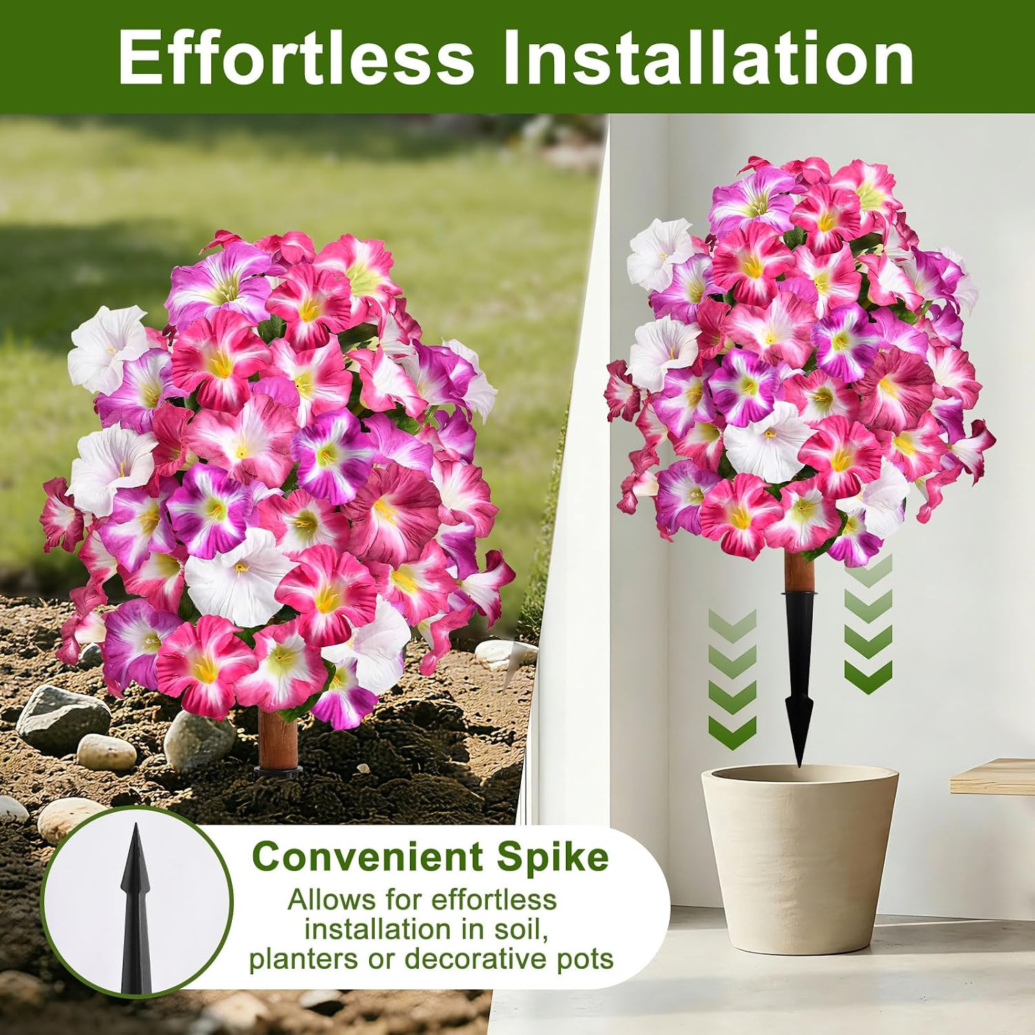 Set of 2 UV Resistant Faux Petunia Topiary Balls for Outdoor Decor