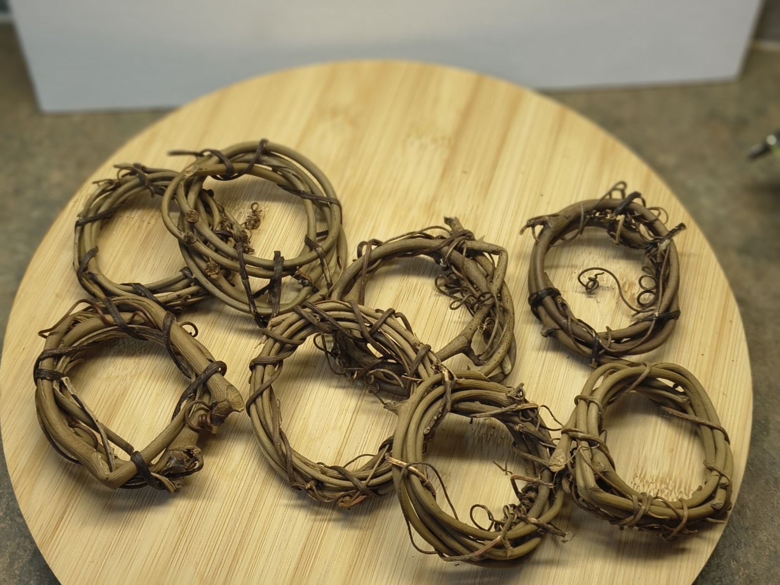 8 Handmade Small Grape Vine Wreaths Decor Art Projects Napkin Rings Decorations