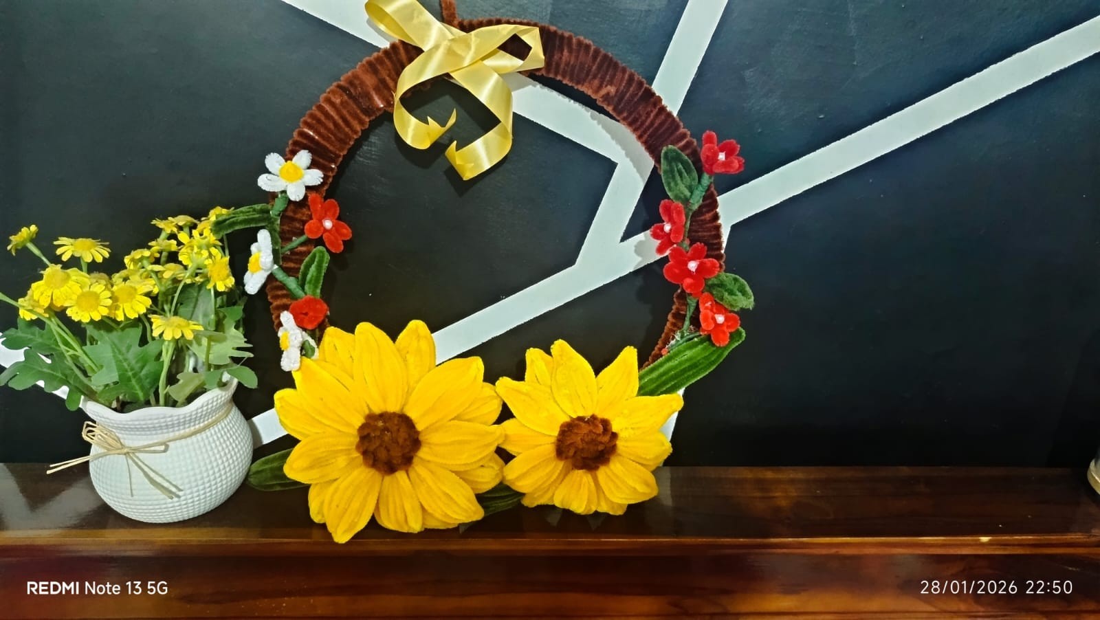 Handmade Yellow Sunflower Wreath Summer Spring Home Wall Decor Housewarming Gift