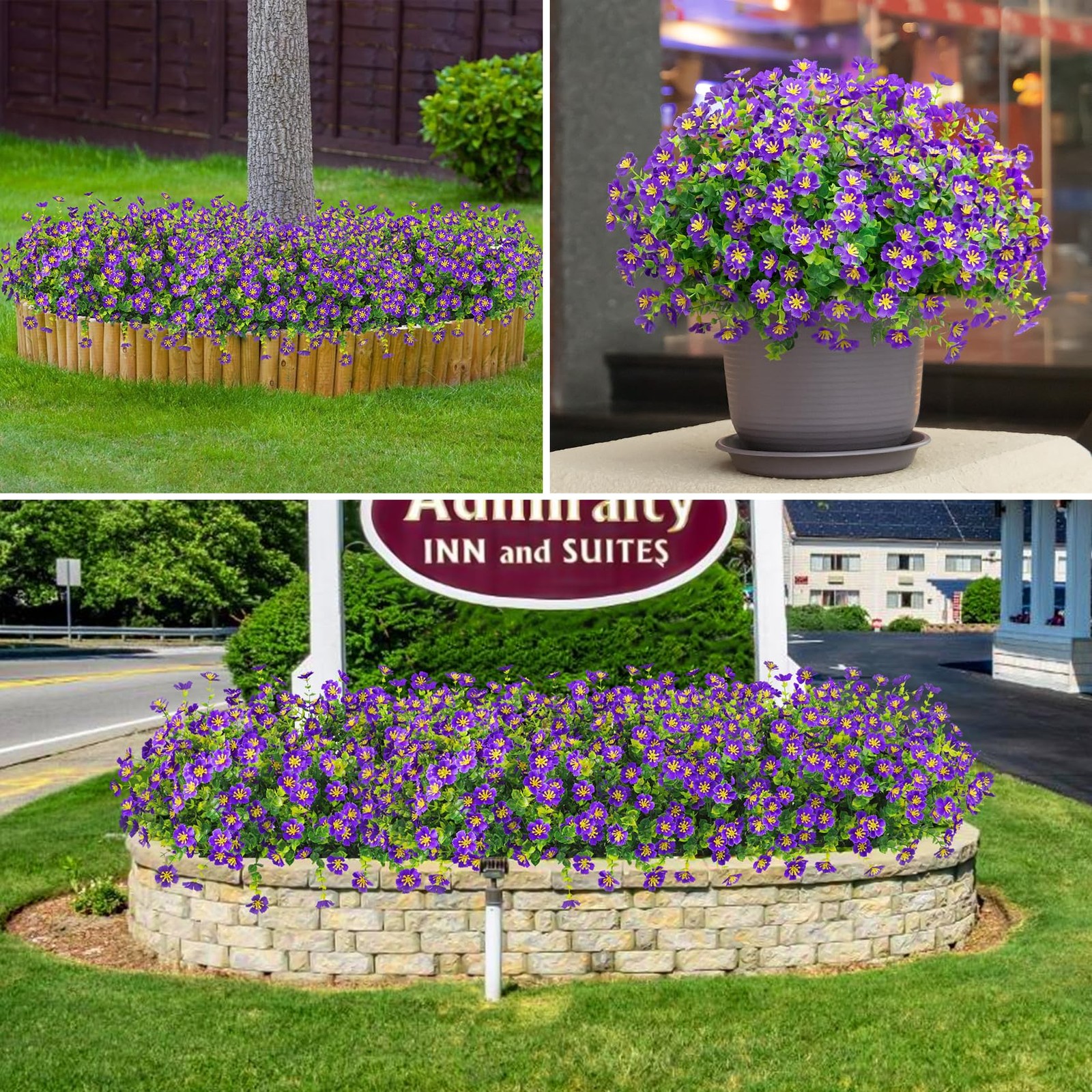 24 Bundles Artificial Silk Flowers for Outdoors, Fake Plants Faux Greenery fo…