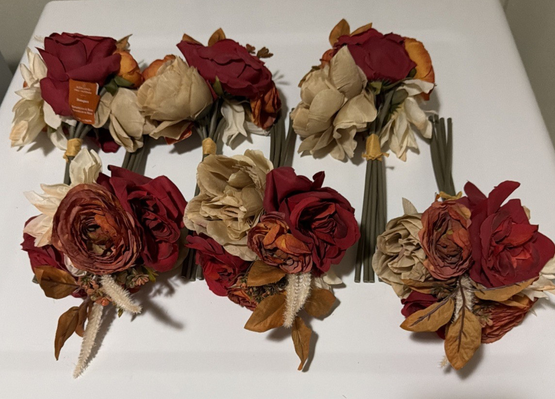 ASHLAND FALL 6 Bouquet SETS RONUNCULUS & ROSE Home Party Decor