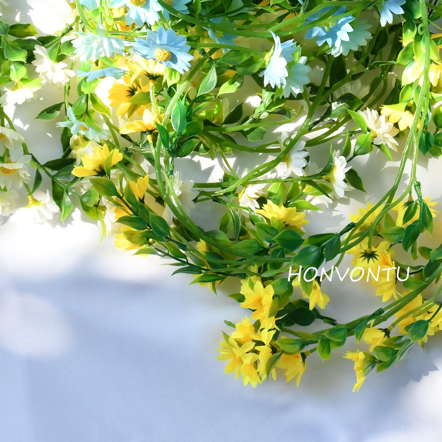 6.5Ft Spring Flower Garland Artificial Wildflower Vines for Bedroom, Cute Yel…