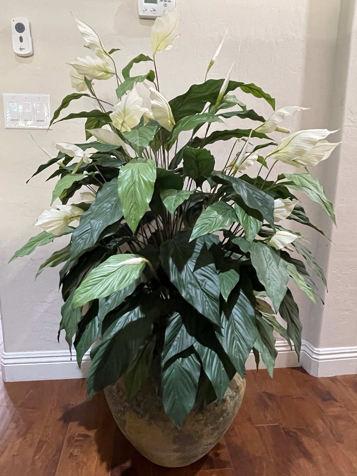 4 ft Artificial Silk Peace Lily Spathiphyllum Heavy 18″ Decorative Ceramic Pot