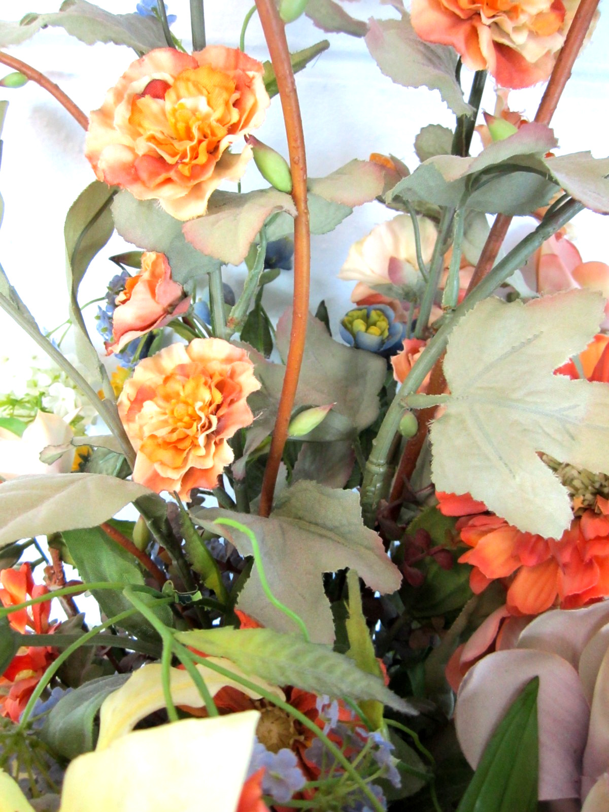 Beautiful Large Vtg Floral Arrangement Bouquet Orange Yellow Artificial Flowers