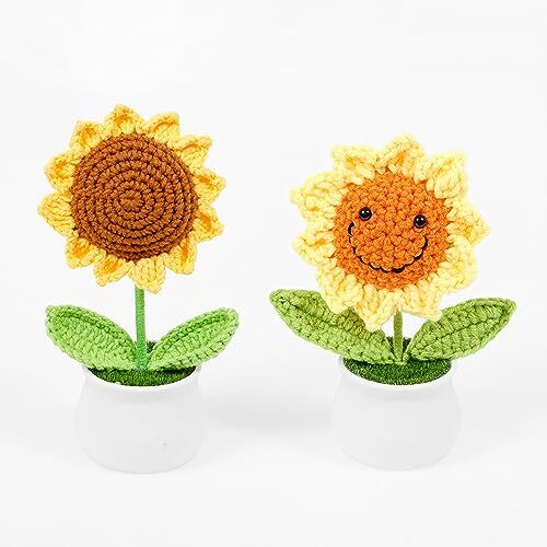 Crochet Small Patted Flowers Artifical Flower Knitted Flower Decor Sunflower