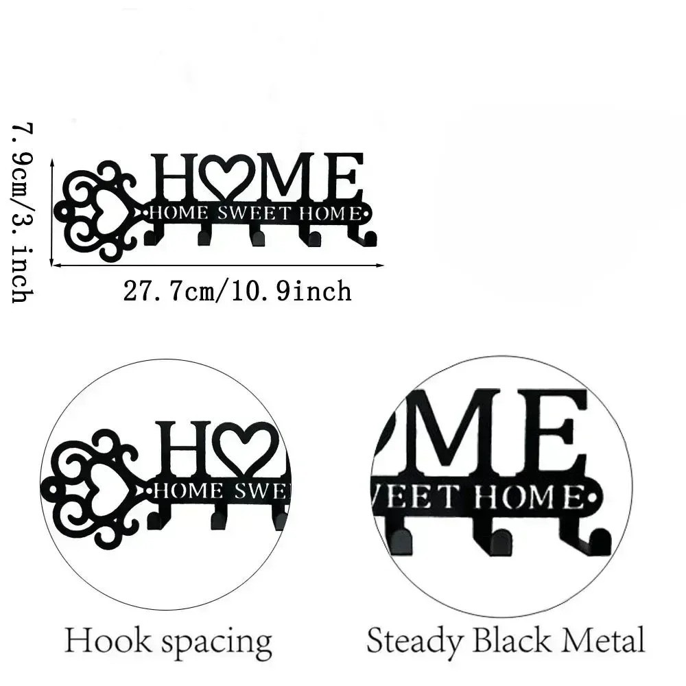 5-Hook Metal Key Rack Coat Hanger – Wall Mounted Towel Organizer for Home