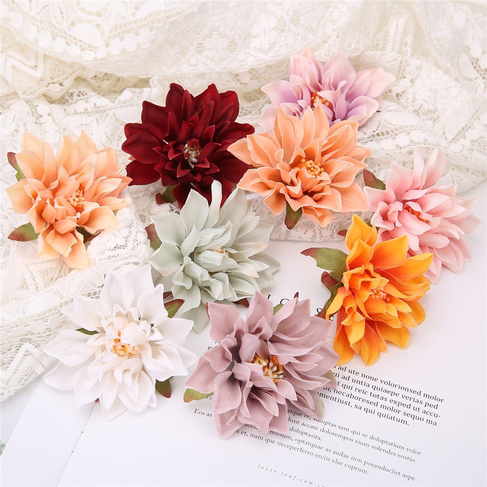 Dahlia Heads Artificial Silk Flowers Wedding Home Decorate Wreath Flower 10-20pc
