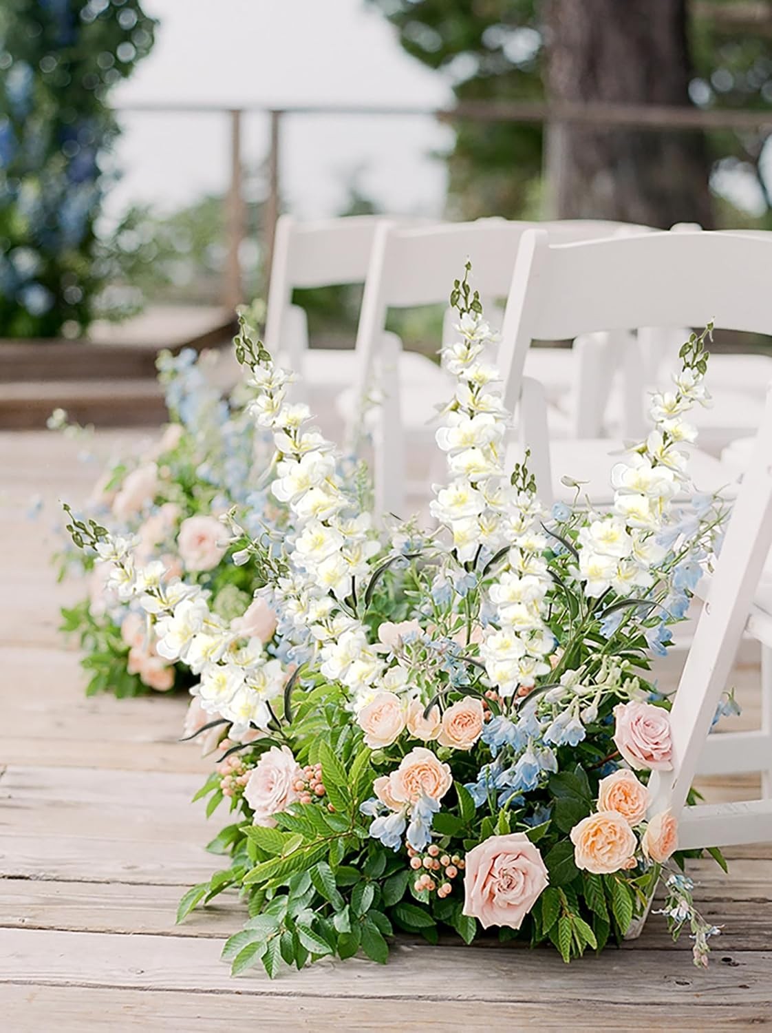 Artificial White Delphinium Larkspur Flowers 6PCS 33″ Long Artificial