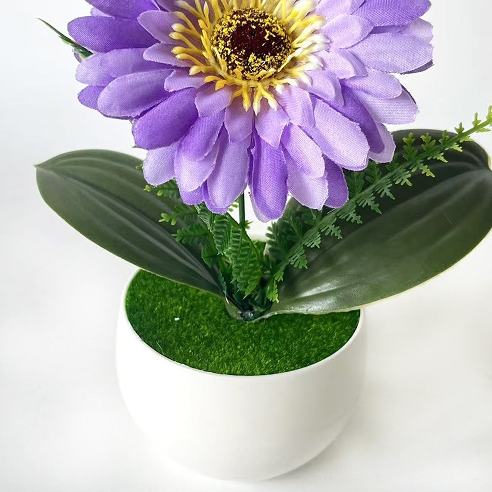 White Pot Faux Gerbera Daisy 19 cm Lifelike Plastic Flower Indoor Decor