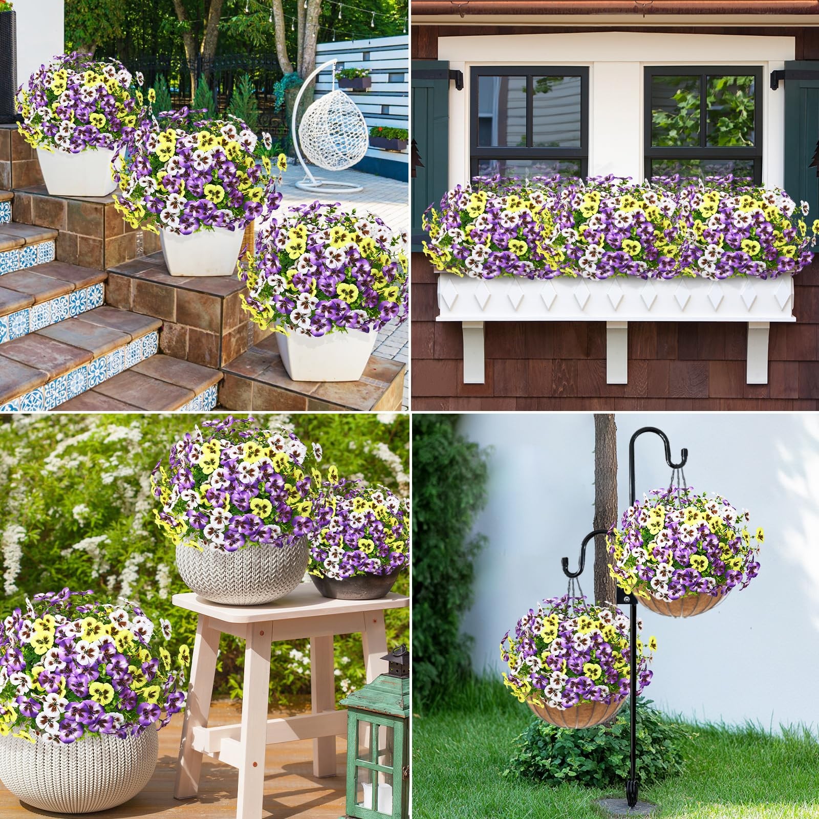 8 Bundles Look Real Artificial Flowers for Outdoors, Realistic Fake Outdoor Flow