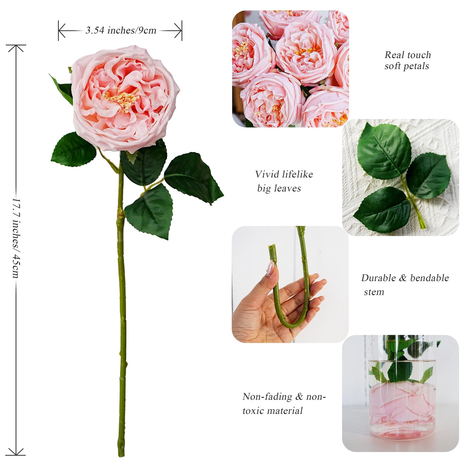 6Pcs Peonies Artificial Flowers, 17” Real Touch Peonies Fake Flower, David A…