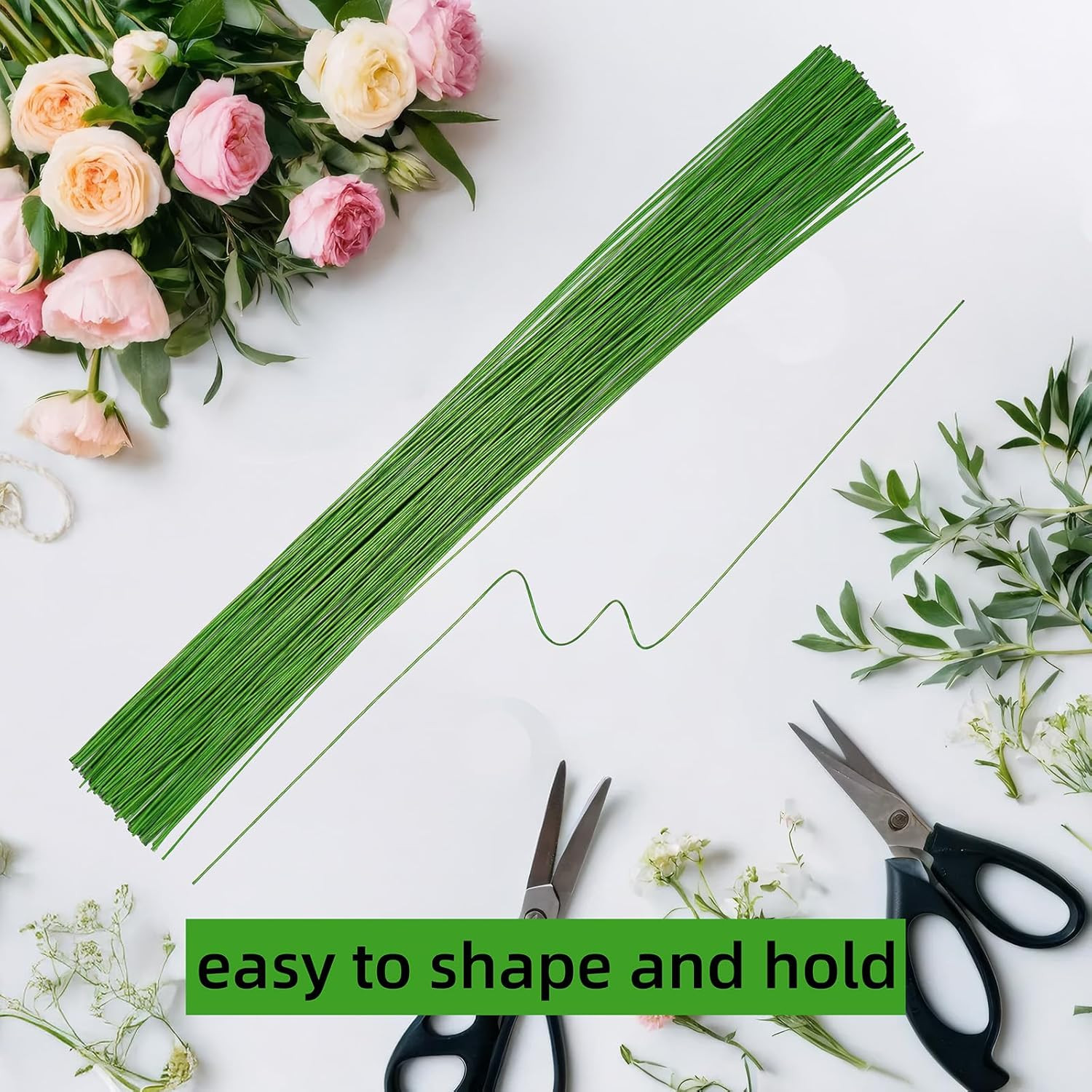 22 Gauge Floral Wire Stems for Flower Florist Floral,100Pcs Green | Stem Wire fo