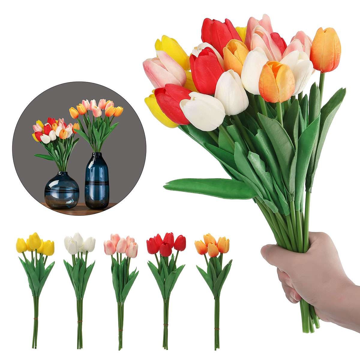 10/20 Pack Artificial Tulips Real Touch Bridal Home Wedding Party Festival Decor