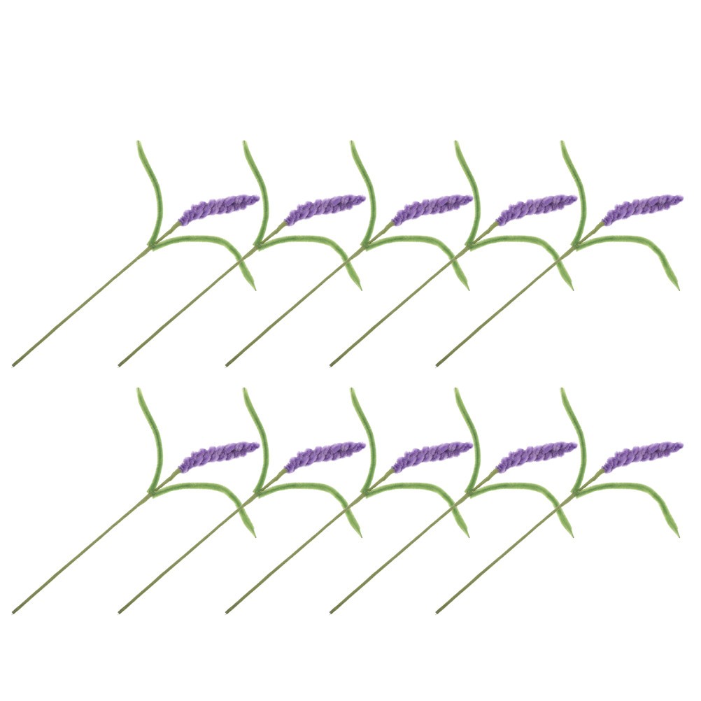 10 Pcs Fuzzy Chenille Stem Artificial Flowers Lavender Fake Bouquets