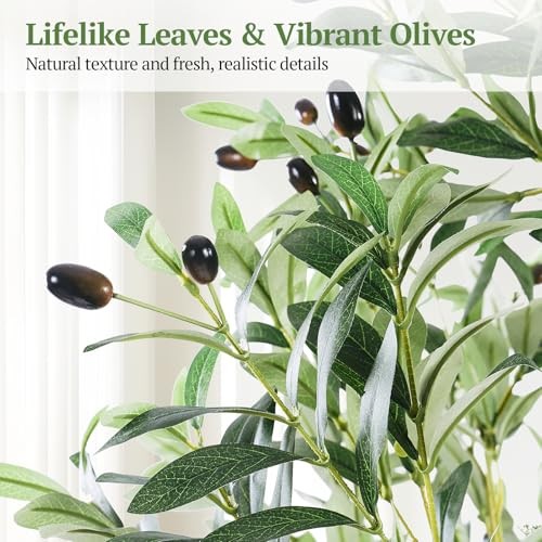 Large Olive Trees Artificial Indoor 7FT, Upgraded Faux Olive Tree with