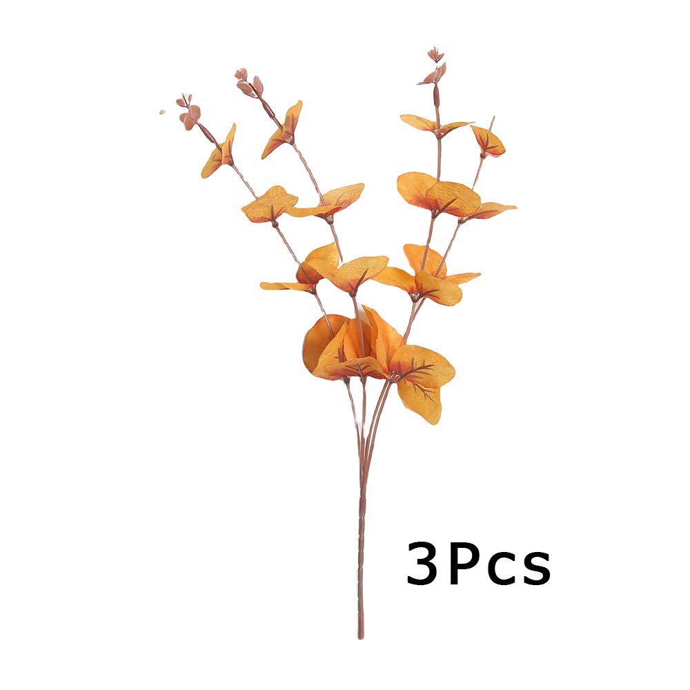 Weatherproof Sturdy 3Pcs 4-Branch Eucalyptus Artificial Flower f Halloween Decor