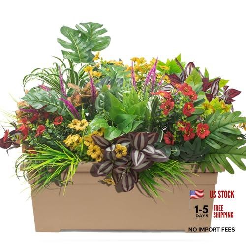 Grunyia 20PCS Fake Flowers UV Resistant Artificial Plants & Faux Shrubs –
