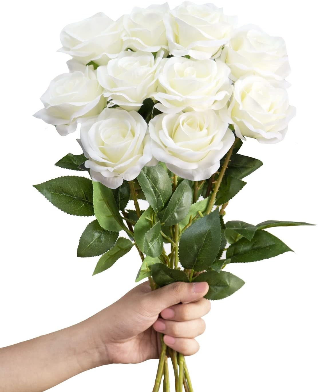 20× Artificial White Roses Fake Flower Silk with Single Stems Real Touch Gift US