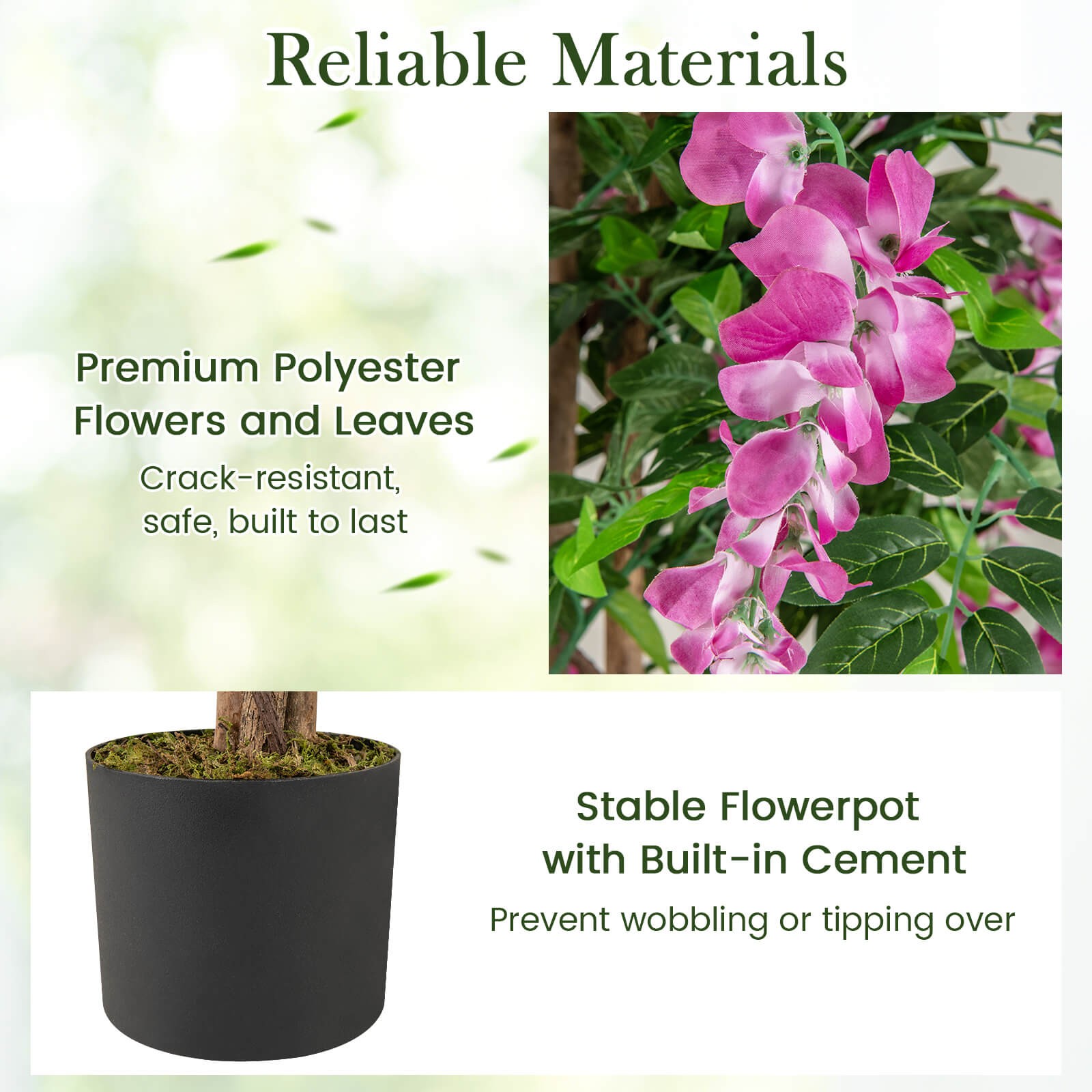 2 PCS 5.5 FT Tall Artificial Ficus Tree Faux Wisteria Plant in Nursery Pot