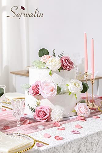 Serwalin Artificial Flowers Pink Fake Flowers for 1 Box Abby Blush Pink??