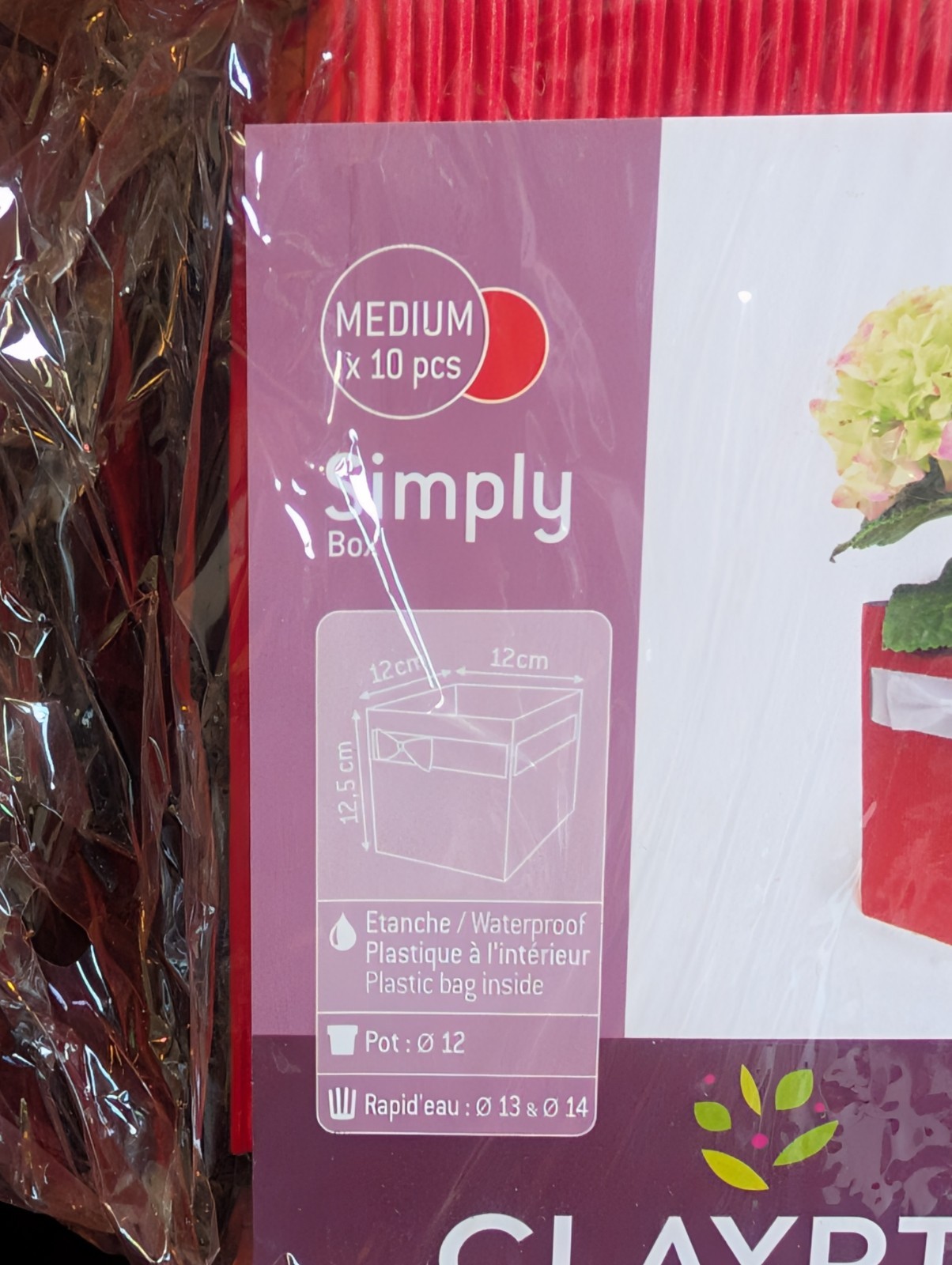 (30) Clayrtons Red Floral Arrangement Corregated Boxes Medium 4.75″Sq France NEW