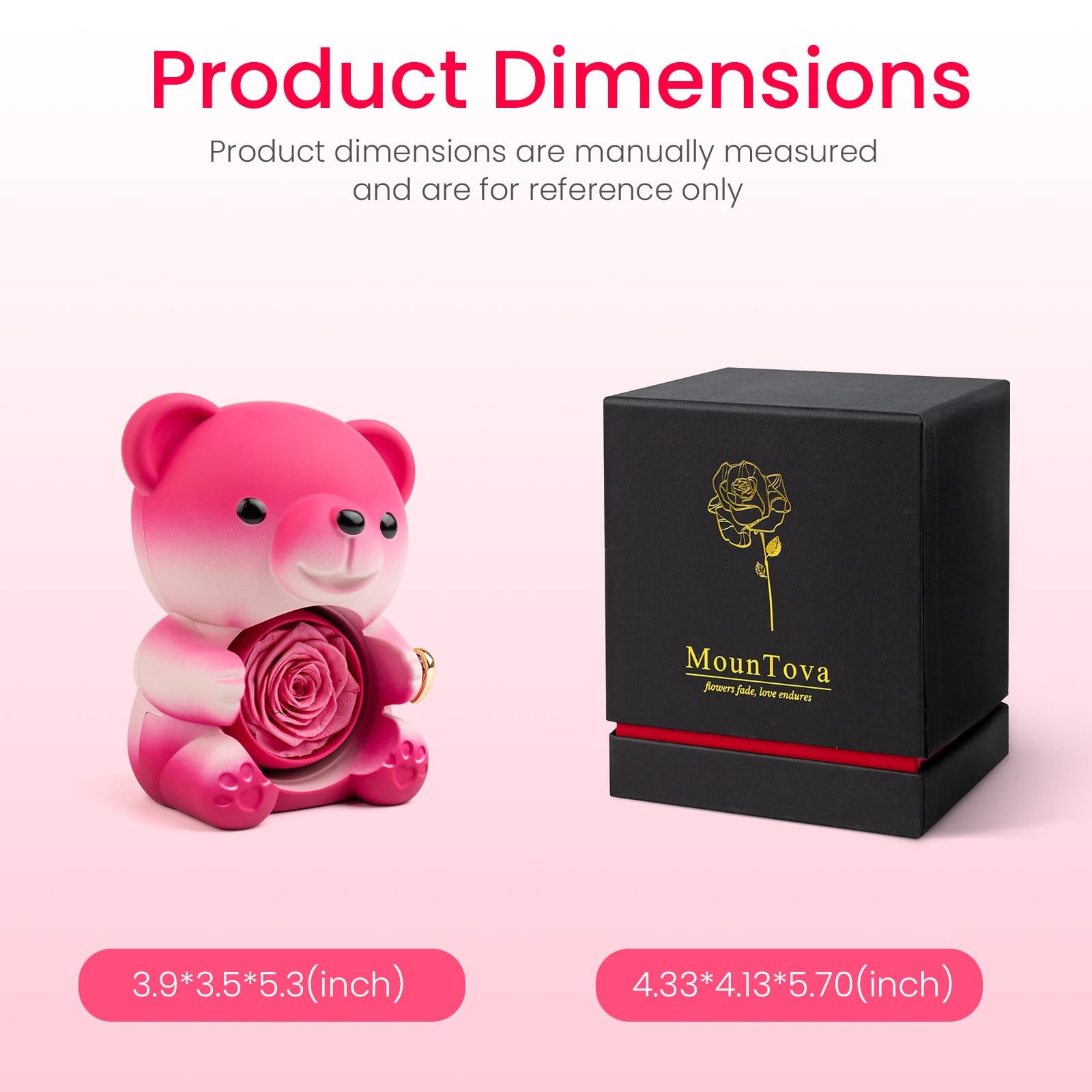 Cute Teddy Bear with Preserved Rose and Necklace, Elegant Bear Roses Gifts wi…