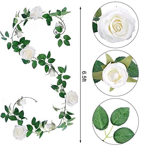 TELDRASSIL 4Pcs26 FT Artificial Rose Vine Fake Flower Garland Fake Silk Rose …