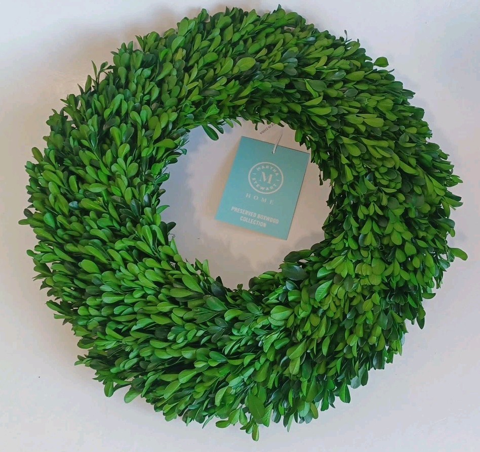16″ Preserved Real Boxwood Wreath Home Door Decor. Martha Stewart Home, New