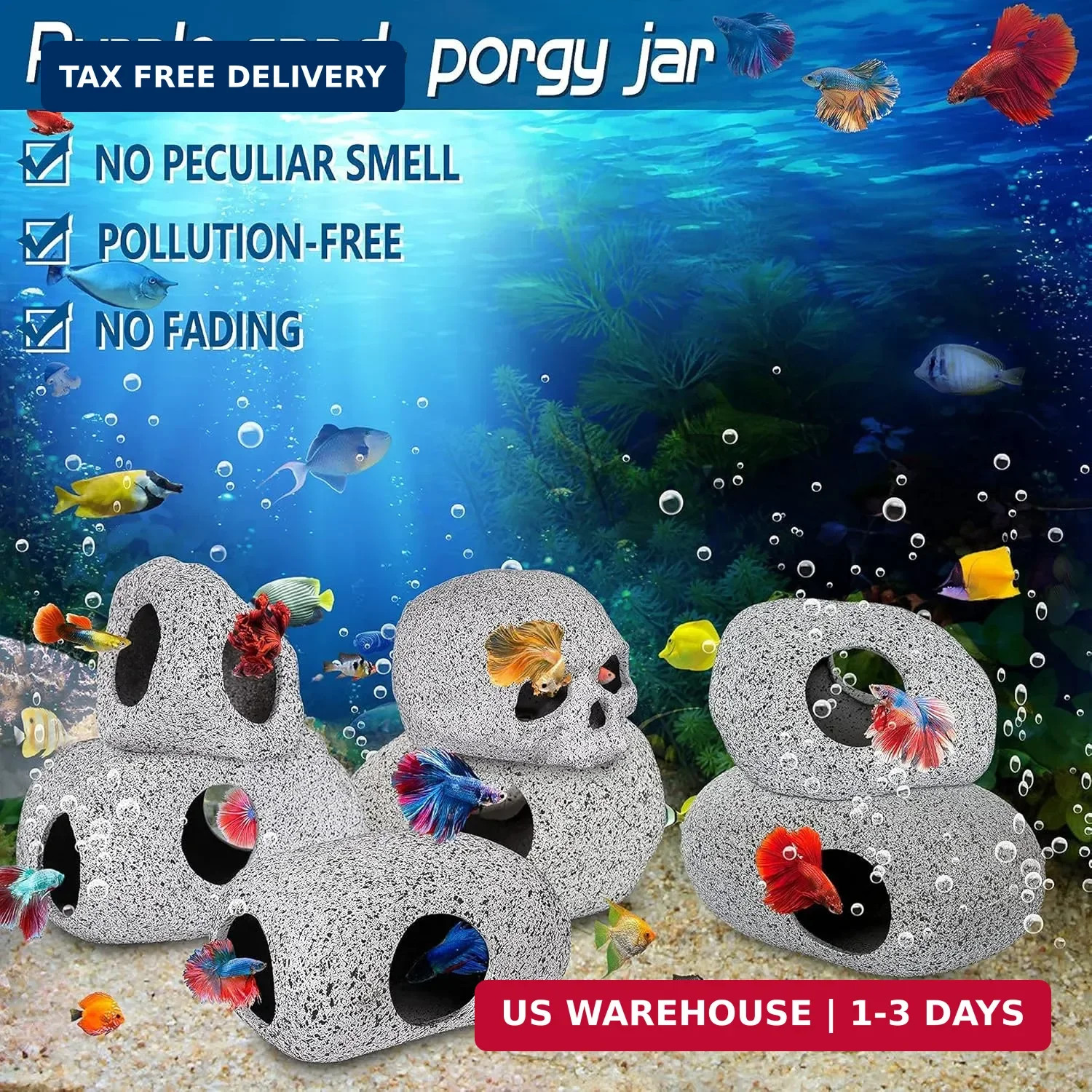 Ameliade Aquarium Decorations Cave Fish Tank Accessories Rock Decor for Shrimp C