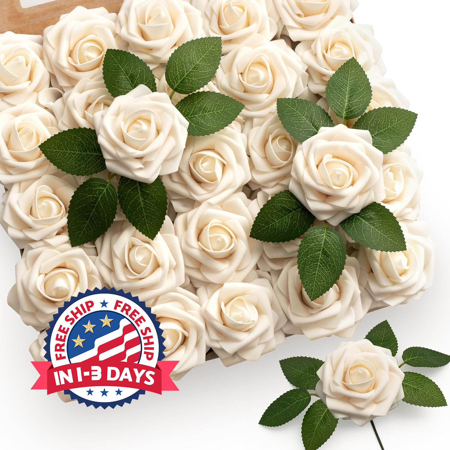 50Pcs Flores Artificiales Rosas Grandes Matrimonio Regalo Novia Para Decoracion