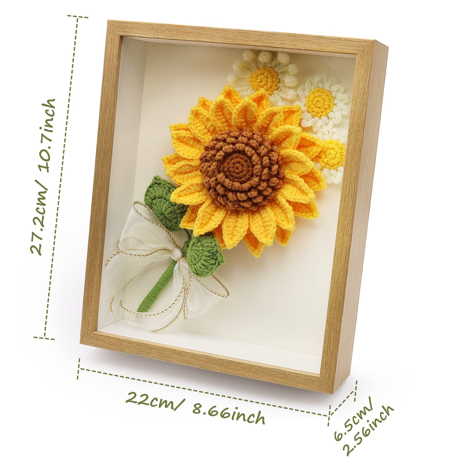 Crochet Flowers Photo Frame, Crochet Sunflower and,Daisy, Sunflower Photo Fra…