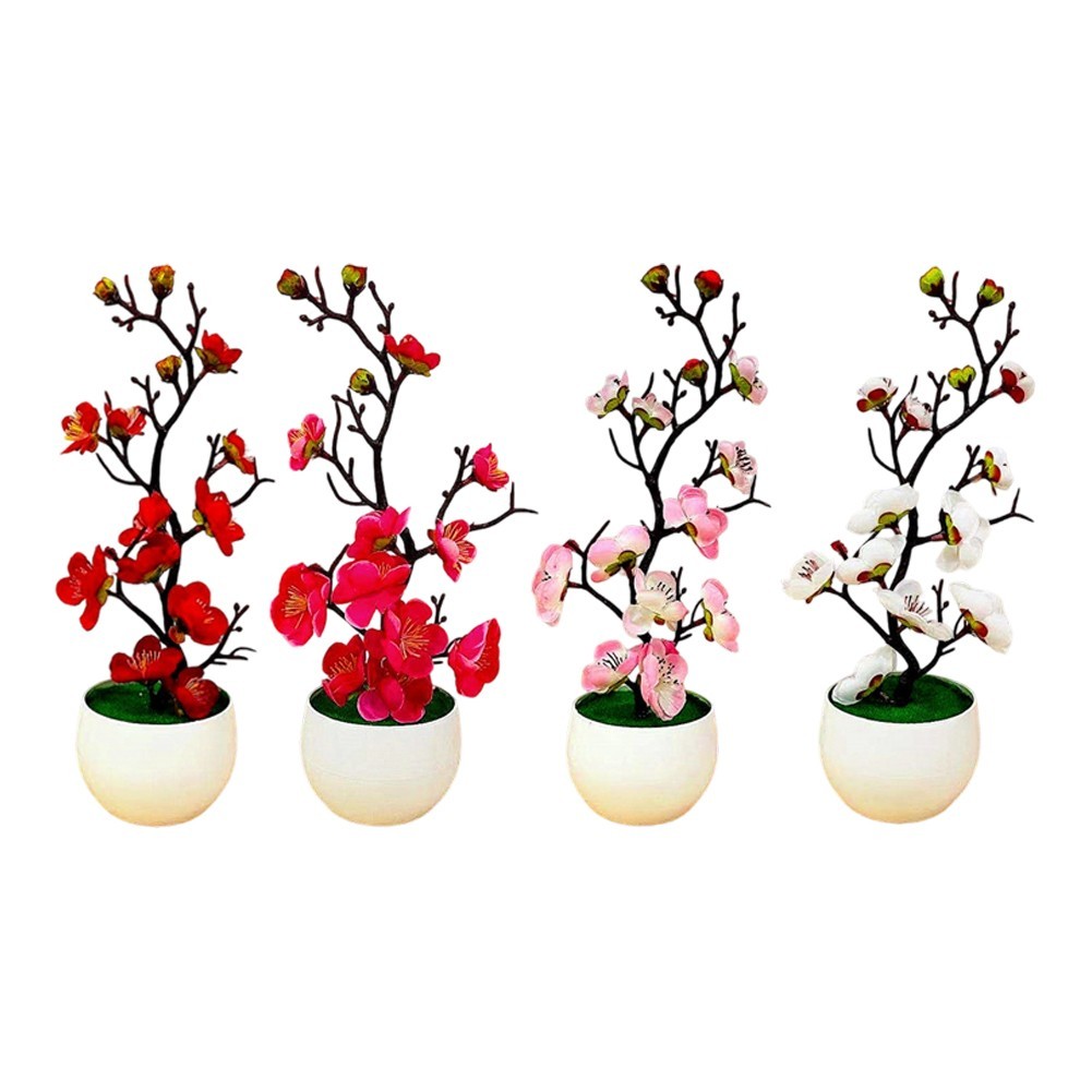 1pc Artificial Wax Plum Blossom Bonsai Branch for Indoor Outdoor Display